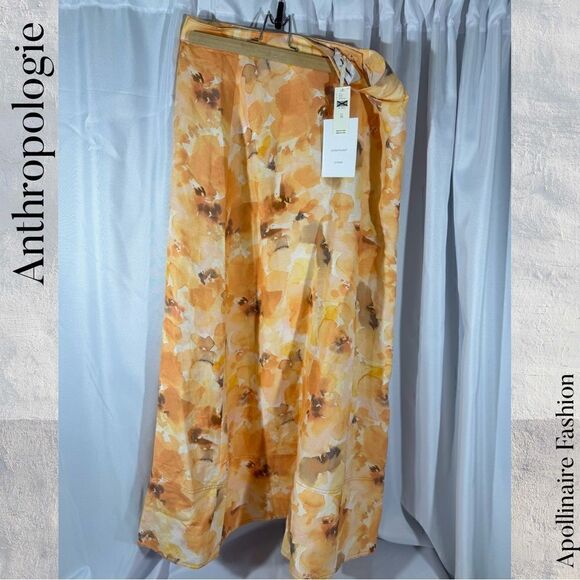 ANTHROPOLOGIE BY SIGNIFICANT OTHER LOIS SKIRT NWT ORANGE MOTIF FLORAL - Picture 4 of 6